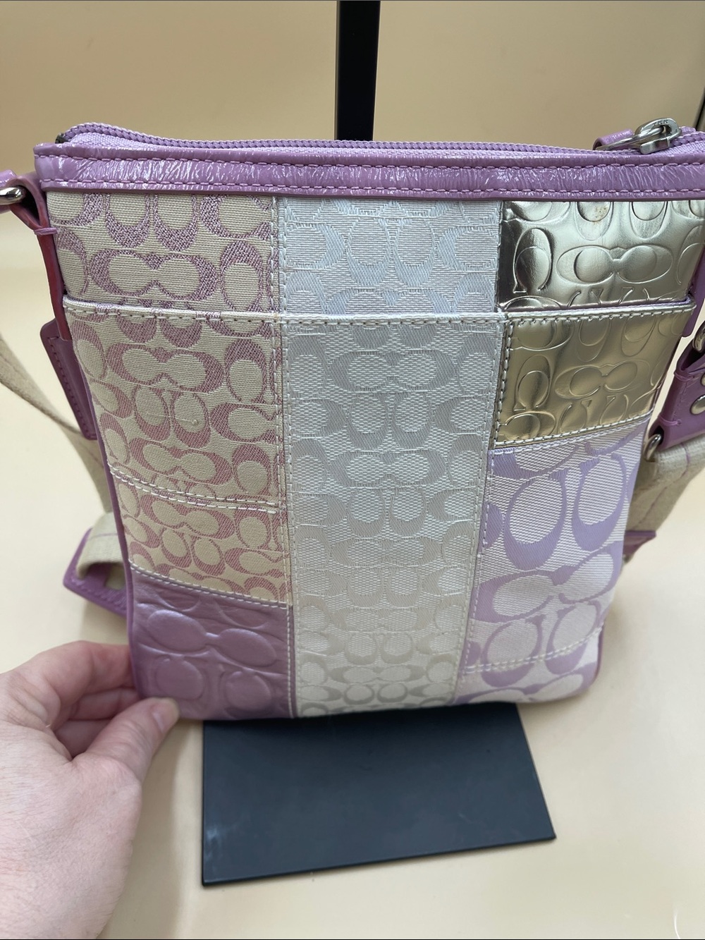 Coach Patchwork Crossbody Bag in Lilac and Silver - Picture 2 of 6